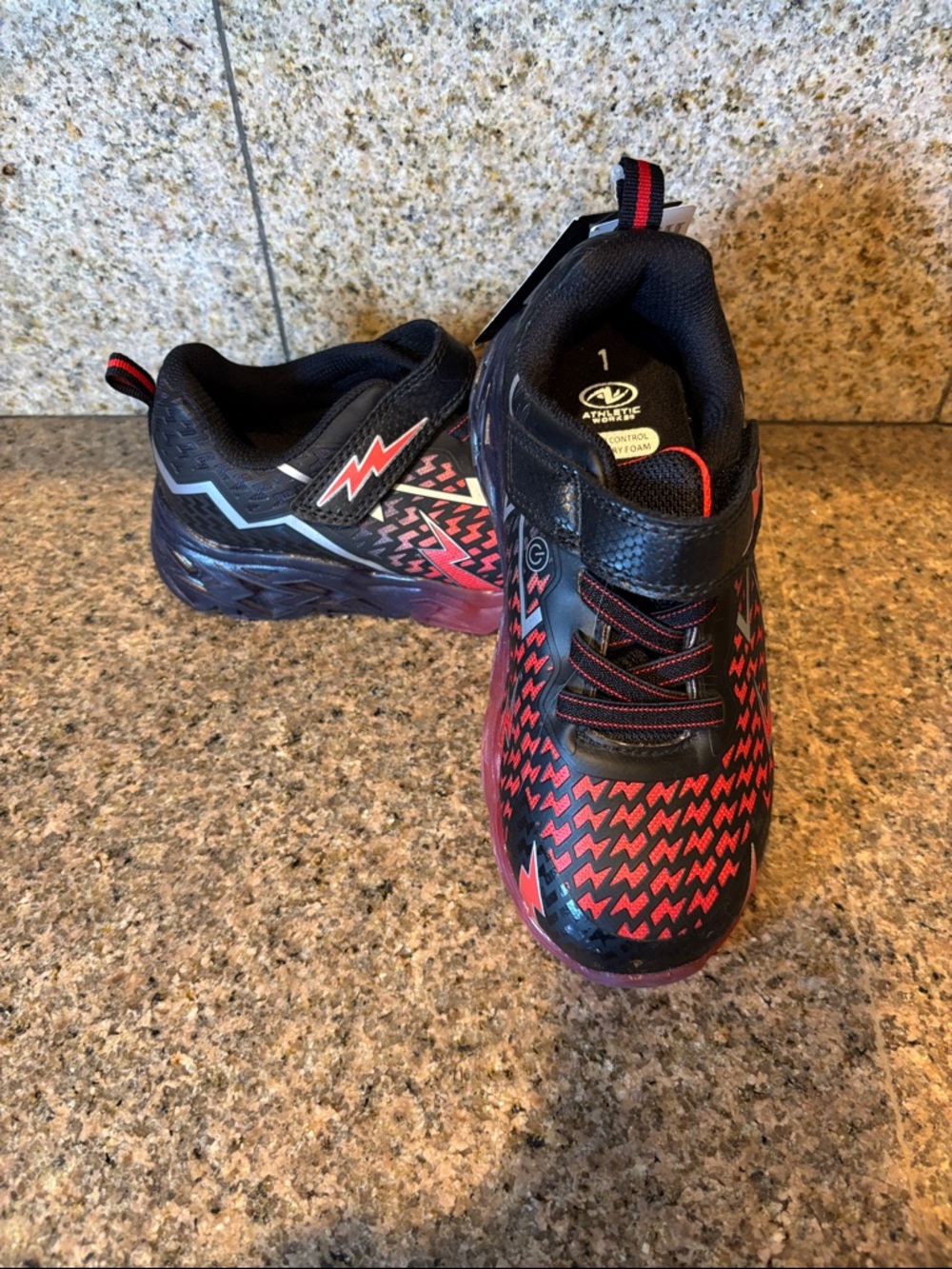 Athletic Works Kids Black and Red Lightning Sneakers